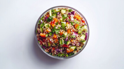 Wall Mural - Vibrant quinoa mixed salad, vegetarian and vegan healthy choice, vegetable appetizer packed nutritious, fresh diet bowl served.