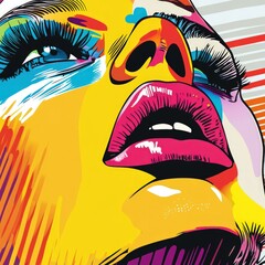 Canvas Print - Vibrant colorful pop art female face.