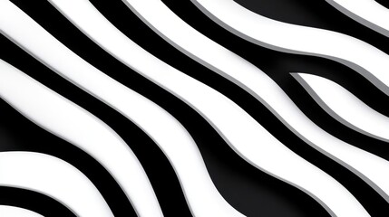 Poster - Black and white pattern of wavy lines, creating a dynamic and abstract design