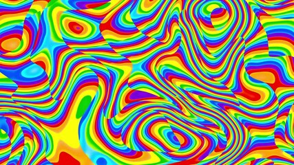 Fototapete - Groovy psychedelic loop background for banner design. Retro 60s 70s psychedelic pattern. Modern wave retro abstract design. Rainbow 60s, 70s