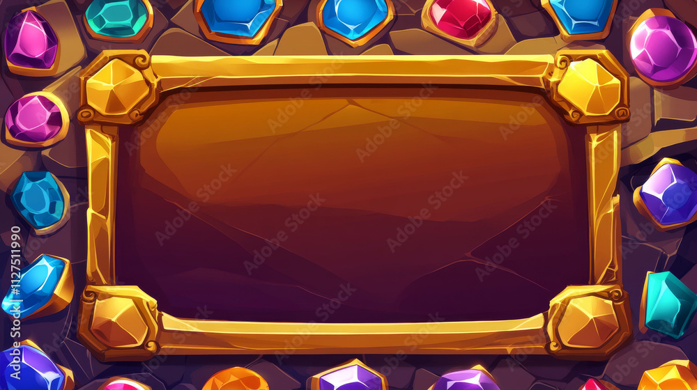Vintage square golden frames for rpg game ui banners and elements ...