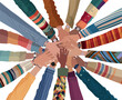 © melita - A group of hands stacked on top of each other. Diverse multicultural people. Embracing diversity, cultural inclusivity, and racial equality. teamwork community cooperation and unity