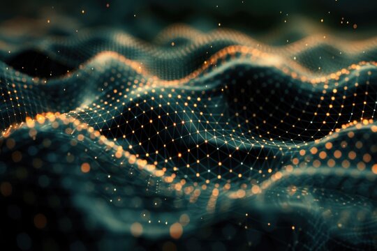 A digital representation of ocean waves and dots, ideal for use in tech-related designs or as a background element