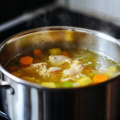 Wall Mural - Chicken broth boiling