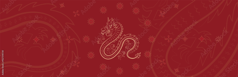 Chinese new year, year of the dragon banner template design with ...