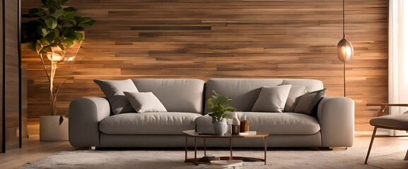 Canvas Print - Modern living room interior with sofa Video 4K