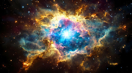 Wall Mural - Space nebulae supernova exploding stars and far off galaxies of a universe made of brilliant bright colors and intergalactic celestia cosmic wonder and magic, illustration. Celestia. Illustration