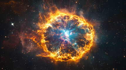Wall Mural - Space nebulae supernova exploding stars and far off galaxies of a universe made of brilliant bright colors and intergalactic celestia cosmic wonder and magic, illustration. Celestia. Illustration