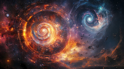 Wall Mural - vibrant colorful abstract galaxy