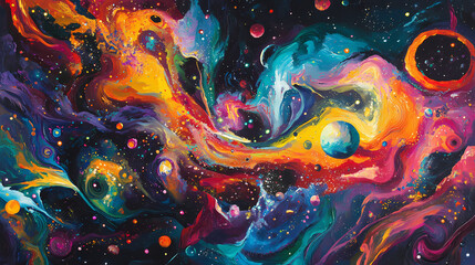 Wall Mural - vibrant colorful abstract galaxy