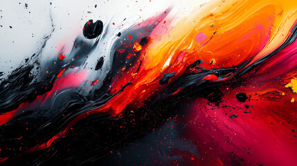 Wall Mural - storm of colors in abstract art vivid and intense in reds and blacks