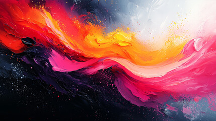 Wall Mural - fluid abstract panorama with red and yellow tones melting into a vivid dreamscape