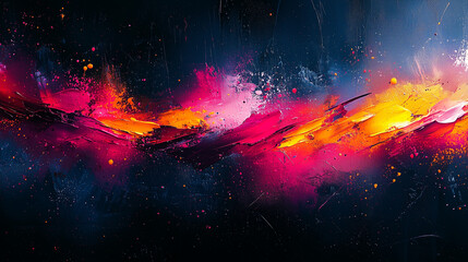 Wall Mural - explosive abstract art capturing the dramatic interplay of red, pink, and yellow with splashes and dynamic motion