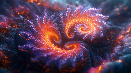 Wall Mural - vibrant spirals of red and blue glowing with fiery hues in a mesmerizing dance of light