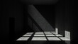 © Chalermrach - Abstract background of a dark room with a strip of light streaming in from a roof window, architecture, moody