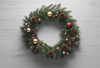 Wall Mural - Christmas wreath isolated on transparent or white background