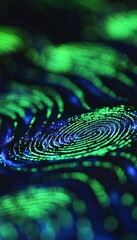 Aufkleber - Close up of a glowing green fingerprint scan on a dark background for high tech security imagery