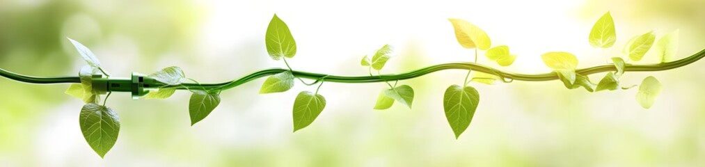 Canvas Print - A vine with green leaves illuminated by soft sunlight, symbolizing growth and nature.