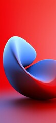 Poster - Smooth, curved, abstract form with a gradient of blue and red hues stands out against a vibrant backdrop, creating a visually striking and modern composition