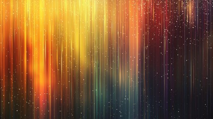 Poster - Golden particles cascading down a vibrant background of colorful vertical stripes, creating a mesmerizing and festive atmosphere filled with light and shimmer