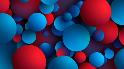 Poster - Abstract background showcasing an array of red and blue spheres of varying sizes, creating a dynamic and visually engaging composition against a dark backdrop