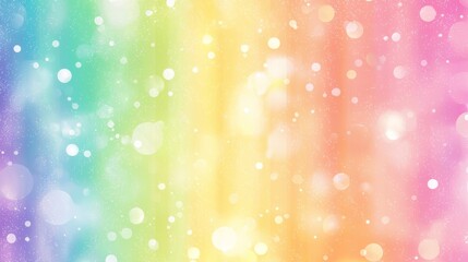 Poster - Soft, dreamy pastel rainbow gradient background featuring shimmering bokeh lights and a subtle sparkle effect, creating a magical and enchanting atmosphere