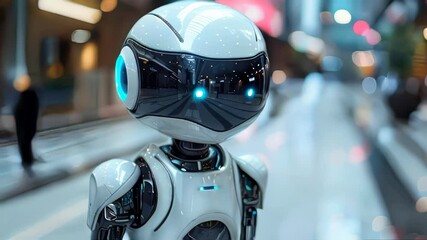 Poster - Robot toy. Artificial intelligence and machine learning concept