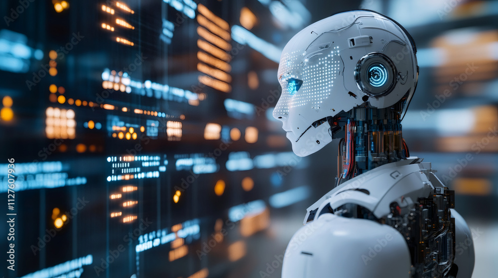 Futuristic server room showcasing artificial intelligence potential ...