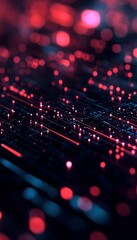 Poster - Abstract digital cityscape featuring illuminated lines and data visualization elements