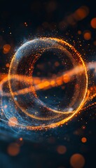 Poster - Abstract photography featuring plexus effect in a circular arrangement with scientific elements
