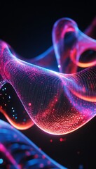 Poster - Quantum security visualization  glowing dynamics of particle movement in a photographic shot