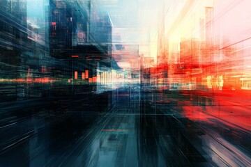 Aufkleber - Digital artwork illustrating the growth of the technology market through visual representation