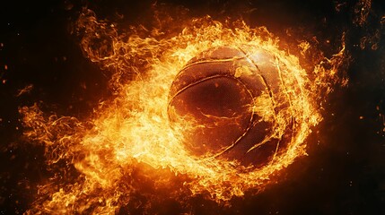 Canvas Print - Fiery Basketball Enveloped In Blazing Flames