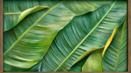 Tropical palm leaf textures with vibrant borders of fresh green plants. photoshop textures. Ultra realistic. Photorealistic
