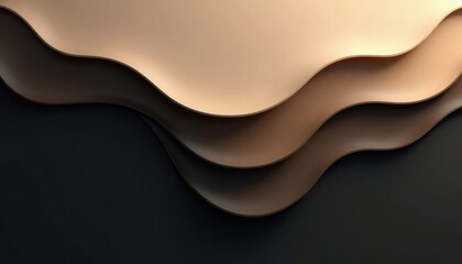 Poster - Abstract wallpaper design. Elegant layered shapes in black brown, beige colors. Modern design with wavy flowing lines. Sophisticated design suitable for interior design projects. Background suitable