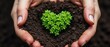 © schiers_images - An image depicting hands caring for soil with a green heart-shaped plant on it, symbolizing love for nature, growth, and sustainability, emphasizing environmental care and ecological balance.