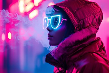 Aufkleber - Futuristic digital human illustrations in neon style  a vibrant exploration of modern artistry