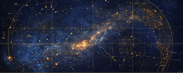 Wall Mural - Celestial star clipart astronomical scientific design, detailed constellation mapping, precise celestial geometry