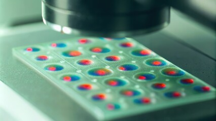 a microscope slide showcasing the luminescent properties of quantum dots revealing a spectacular arr