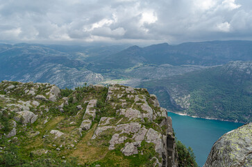 Wall Mural - View of the Lysefjorden from Preikestolen (The Pulpit Rock), a tourist attraction in Rogaland county, Norway