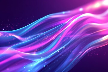 Aufkleber - Dynamic wavy light lines in blue and pink for ai technology, digital communication, and science