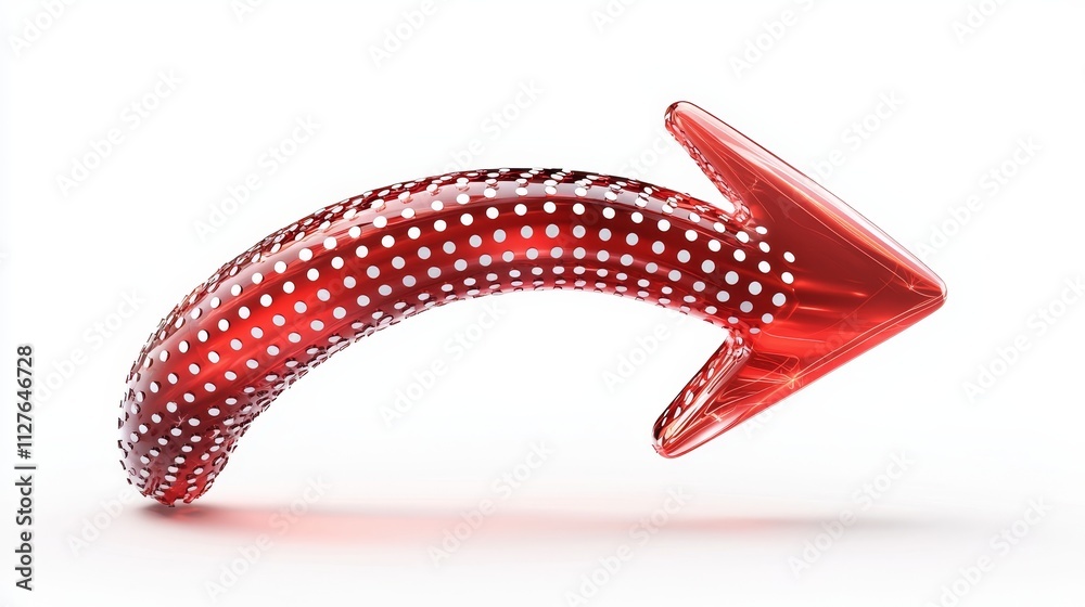 Wavy arrow with dotted line effect, playful vector style, isolated ...