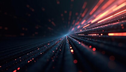 Poster - Abstract design with glowing radial lines. Modern geometric lines create dynamic effect. Dark background enhances glowing lines. Suitable for tech artistic visuals. Futuristic concept for innovative