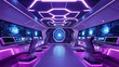 © Alpha - Futuristic gamer room with glowing RGB lights, a custom-built PC setup, holographic displays, and a cyber-themed aesthetic, digital art