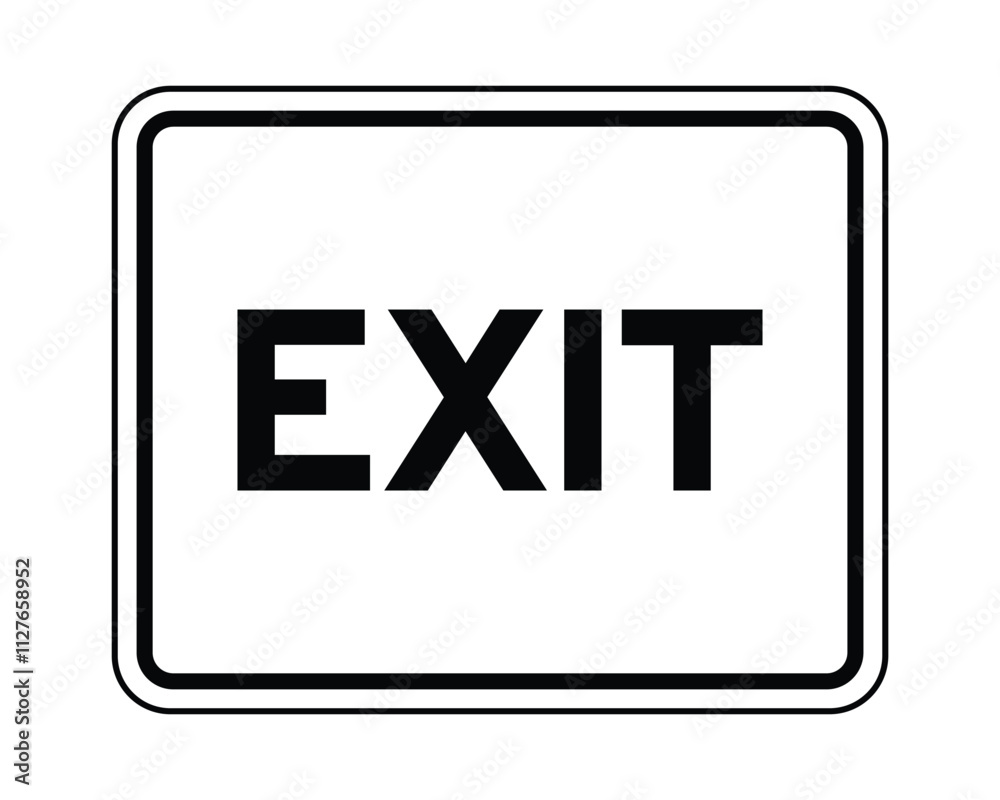 Exit Sign Featuring Rectangular Shape with Rounded Corners and Black ...