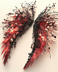 Poster - Enchanting Wings Adorned With Glowing Crystals Sparkle in a Breathtaking Floral Display