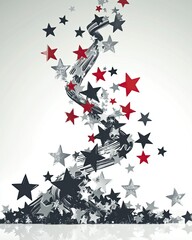 Aufkleber - Elegant Minimalist Design Featuring Swirling Stars in Black, Grey, and White on a Clean Background