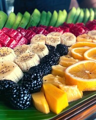 Poster - Vibrant Exotic Fruit Platter Displaying Tropical Delights at a Summer Gathering