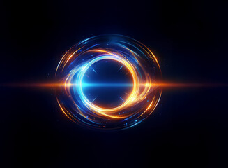 Aufkleber - intense blue and orange light swirls form concentric circles, creating a mesmerizing energy vortex a