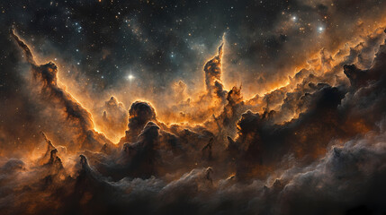 Wall Mural - Vibrant cosmic clouds in a stunning display of colors, showcasing the beauty of the universe and its stellar formations. Eon. Illustration